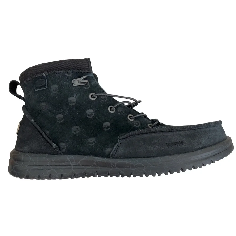 Jelly Roll x Hey Dude Leather Boots Bradley Black Skull Print Mens Sz 12